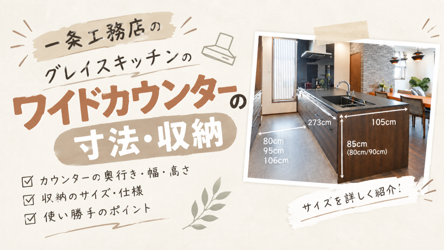 グレイスキッチンのワイドカウンターの寸法